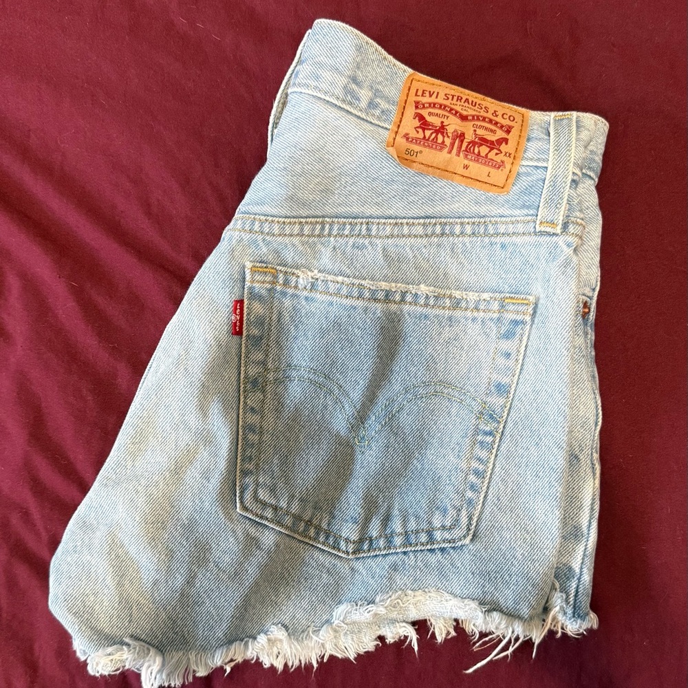 Levi's Light Blue High-Waist Cutoff Denim Shorts